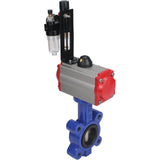Vanne papillon d'eau Elephant WBV1616E-2W-Fb-H, matériau du corps - fonte QT450, matériau du disque - fonte QT450, joint - EPDM, avec actionneur pneumatique double action PA-DA, 4M310-08 220V, BPV AFC2000