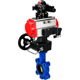 Vanne papillon d'eau Elephant WBV1616E-2W-Fb-H, matériau du corps - fonte QT450, matériau du disque - fonte QT450, joint - EPDM, actionneur pneumatique PA-DA double action, 4M310-08 24V, BKV APL-210N, volant MON