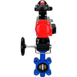 Vanne papillon d'eau Elephant WBV1616E-2W-Fb-H, matériau du corps - fonte QT450, matériau du disque - fonte QT450, joint - EPDM, actionneur pneumatique PA-DA double action, 4M310-08 24V, BKV APL-210N, volant MON