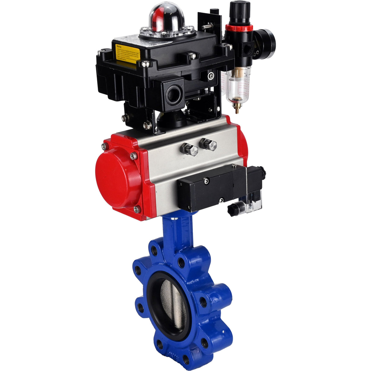 Vanne papillon d'eau Elephant WBV1616E-2W-Fb-H, matériau du corps - fonte QT450, matériau du disque - fonte QT450, joint - EPDM, actionneur pneumatique PA-DA double action, 4M310-08 220V, BKV APL-410N EX BPV AFC2000