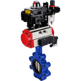 Vanne papillon d'eau Elephant WBV1616E-2W-Fb-H, matériau du corps - fonte QT450, matériau du disque - fonte QT450, joint - EPDM, actionneur pneumatique PA-DA double action, 4M310-08 220V, BKV APL-410N EX BPV AFC2000