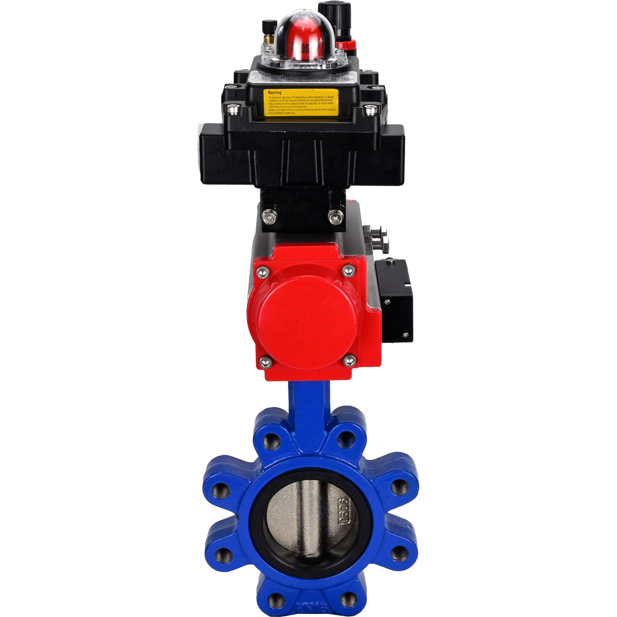 Vanne papillon d'eau Elephant WBV1616E-2W-Fb-H, matériau du corps - fonte QT450, matériau du disque - fonte QT450, joint - EPDM, actionneur pneumatique PA-DA double action, 4M310-08 220V, BKV APL-410N EX BPV AFC2000