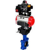 Vanne papillon d'eau Elephant WBV1616E-2W-Fb-H, matériau du corps - fonte QT450, matériau du disque - fonte QT450, joint - EPDM, actionneur pneumatique PA-DA double action, 4M310-08 24V, BKV APL-410N EX, volant MON,