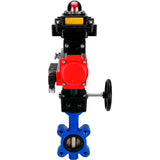 Vanne papillon d'eau Elephant WBV1616E-2W-Fb-H, matériau du corps - fonte QT450, matériau du disque - fonte QT450, joint - EPDM, actionneur pneumatique PA-DA double action, 4M310-08 24V, BKV APL-410N EX, volant MON,