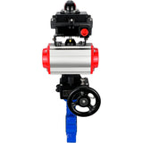 Vanne papillon d'eau Elephant WBV1616E-2W-Fb-H, matériau du corps - fonte QT450, matériau du disque - fonte QT450, joint - EPDM, actionneur pneumatique PA-DA double action, 4M310-08 24V, BKV APL-410N EX, volant MON,
