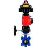Vanne papillon d'eau Elephant WBV1616E-2W-Fb-H, matériau du corps - fonte QT450, matériau du disque - fonte QT450, joint - EPDM, actionneur pneumatique PA-DA double action, 4M310-08 24V, BKV APL-410N EX, volant MON,