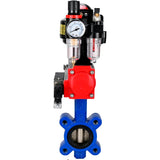 Vanne papillon d'eau Elephant WBV1616E-2W-Fb-H, matériau du corps - fonte QT450, matériau du disque - fonte QT450, joint - EPDM, actionneur pneumatique PA-DA double action, 4M310-08 24V, BKV APL-510N EX, BPV AFC2000
