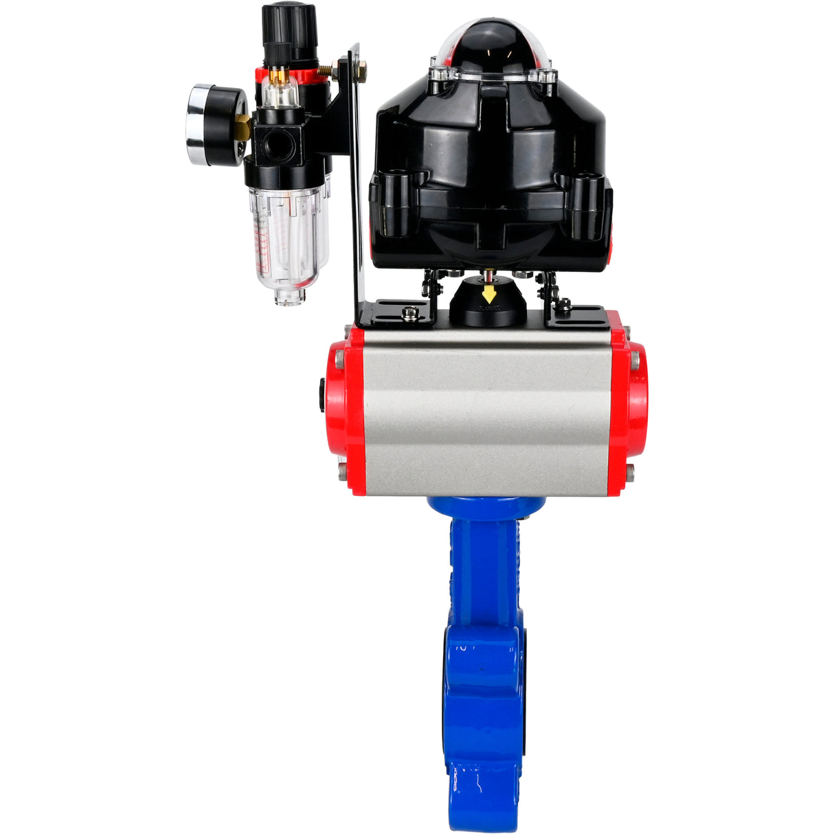 Vanne papillon d'eau Elephant WBV1616E-2W-Fb-H, matériau du corps - fonte QT450, matériau du disque - fonte QT450, joint - EPDM, actionneur pneumatique PA-DA double action, 4M310-08 24V, BKV APL-510N EX, BPV AFC2000