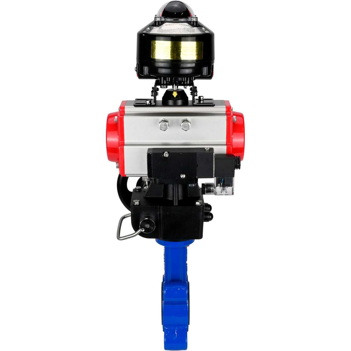 Vanne papillon d'eau Elephant WBV1616E-2W-Fb-H, matériau du corps - fonte QT450, matériau du disque - fonte QT450, joint - EPDM, actionneur pneumatique PA-DA double action, 4M310-08 24V, BKV APL-510N EX, volant MON