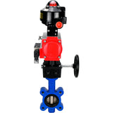 Vanne papillon d'eau Elephant WBV1616E-2W-Fb-H, matériau du corps - fonte QT450, matériau du disque - fonte QT450, joint - EPDM, actionneur pneumatique PA-DA double action, 4M310-08 24V, BKV APL-510N EX, volant MON