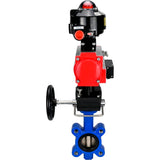 Vanne papillon d'eau Elephant WBV1616E-2W-Fb-H, matériau du corps - fonte QT450, matériau du disque - fonte QT450, joint - EPDM, actionneur pneumatique PA-DA double action, 4M310-08 24V, BKV APL-510N EX, volant MON