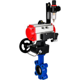 Vanne papillon d'eau Elephant WBV1616N-2W-Fb-H, matériau du corps - fonte QT450, matériau du disque - fonte QT450, joint - NBR, actionneur pneumatique PA-DA double action, volant manuel 4M310-08 24V MON, BPV AFC2000