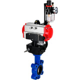 Vanne papillon d'eau Elephant WBV1616N-2W-Fb-H, matériau du corps - fonte QT450, matériau du disque - fonte QT450, joint - NBR, actionneur pneumatique PA-DA double action, volant manuel 4M310-08 24V MON, BPV AFC2000
