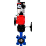 Vanne papillon d'eau Elephant WBV1616N-2W-Fb-H, matériau du corps - fonte QT450, matériau du disque - fonte QT450, joint - NBR, actionneur pneumatique PA-DA double action, volant manuel 4M310-08 24V MON, BPV AFC2000