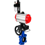 Vanne papillon d'eau Elephant WBV1616N-2W-Fb-H, matériau du corps - fonte QT450, matériau du disque - fonte QT450, joint - NBR, actionneur pneumatique PA-DA double action, volant manuel 4M310-08 24V MON, BPV AFC2000