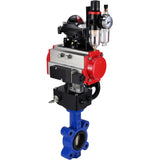 Vanne papillon d'eau Elephant WBV1616E-2W-Fb-H, matériau du corps - fonte QT450, matériau du disque - fonte QT450, joint - EPDM, actionneur pneumatique PA-DA double action, 4M310-08 24V, BKV APL-210N, volant MON, BPV AFC2000