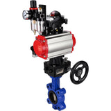 Vanne papillon d'eau Elephant WBV1616E-2W-Fb-H, matériau du corps - fonte QT450, matériau du disque - fonte QT450, joint - EPDM, actionneur pneumatique PA-DA double action, 4M310-08 24V, BKV APL-210N, volant MON, BPV AFC2000