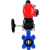 Vanne papillon d'eau Elephant WBV1616E-2W-Fb-H, matériau du corps - fonte QT450, matériau du disque - fonte QT450, joint - EPDM, avec actionneur pneumatique double effet PA-DA, 4M310-08 220V, volant MON