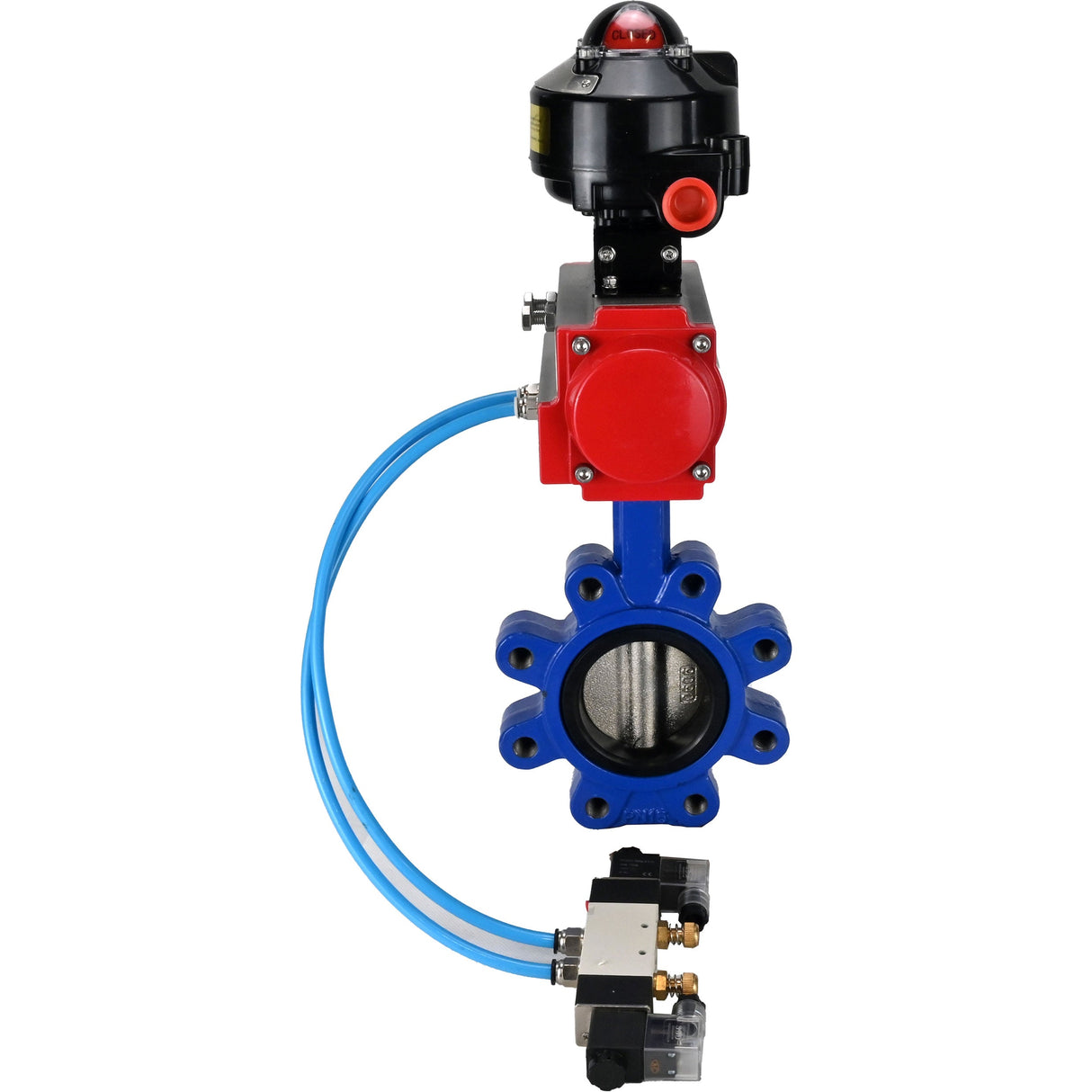 Vanne papillon d'eau Elephant WBV1616E-2W-Fb-H, matériau du corps - fonte QT450, matériau du disque - fonte QT450, joint - EPDM, actionneur pneumatique PA-DA double action, 4V320-08 220V, BKV APL-510N EX
