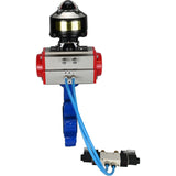Vanne papillon d'eau Elephant WBV1616E-2W-Fb-H, matériau du corps - fonte QT450, matériau du disque - fonte QT450, joint - EPDM, actionneur pneumatique PA-DA double action, 4V320-08 220V, BKV APL-510N EX