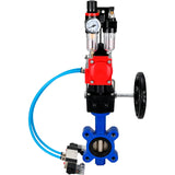 Vanne papillon d'eau Elephant WBV1616E-2W-Fb-H, matériau du corps - fonte QT450, matériau du disque - fonte QT450, joint - EPDM, avec actionneur pneumatique double effet PA-DA, 4V320-10 220V, volant MON, BPV AFC2000