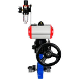 Vanne papillon d'eau Elephant WBV1616E-2W-Fb-H, matériau du corps - fonte QT450, matériau du disque - fonte QT450, joint - EPDM, avec actionneur pneumatique double effet PA-DA, 4V320-10 220V, volant MON, BPV AFC2000