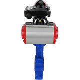 Vanne papillon d'eau Elephant WBV1616N-2W-Fb-H, matériau du corps - fonte QT450, matériau du disque - fonte QT450, joint - NBR, avec actionneur pneumatique double action PA-DA, BKV APL-210N