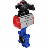 Vanne papillon d'eau Elephant WBV1616N-2W-Fb-H, matériau du corps - fonte QT450, matériau du disque - fonte QT450, joint - NBR, avec actionneur pneumatique double action PA-DA, BKV APL-210N
