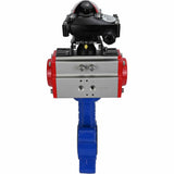 Vanne papillon d'eau Elephant WBV1616E-2W-Fb-H, matériau du corps - fonte QT450, matériau du disque - fonte QT450, joint - EPDM, avec actionneur pneumatique double action PA-DA, BKV APL-210N