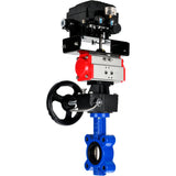 Water Butterfly Valve Elephant WBV1616E-2W-Fb-H, body material - cast iron QT450, disk material - cast iron QT450, seal - EPDM, with pneumatic actuator double action PA-DA, handwheel MON, electropneumatic rotary positioner YT-1000RSN without feedback