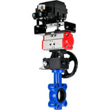 Water Butterfly Valve Elephant WBV1616E-2W-Fb-H, body material - cast iron QT450, disk material - cast iron QT450, seal - EPDM, with pneumatic actuator double action PA-DA, handwheel MON, electropneumatic rotary positioner YT-1000RSN without feedback