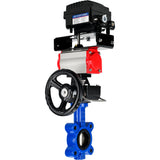 Water Butterfly Valve Elephant WBV1616E-2W-Fb-H, body material - cast iron QT450, disk material - cast iron QT450, seal - EPDM, with pneumatic actuator double action PA-DA, handwheel MON, electropneumatic rotary positioner YT-1000RSN without feedback