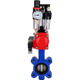 Vanne papillon d'eau Elephant WBV1631E-2W-Fb-H, matériau du corps - fonte QT450, matériau du disque - acier inoxydable AISI 304, joint - EPDM, avec actionneur pneumatique double effet PA-DA, 4M310-08 220V, BPV AFC2000