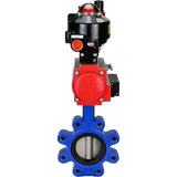 Vanne papillon d'eau Elephant WBV1631N-2W-Fb-H, matériau du corps - fonte QT450, matériau du disque - acier inoxydable AISI 304, joint - NBR, actionneur pneumatique PA-SA avec ressorts de rappel, 4M310-08 220V, BKV APL-510N EX, BPV AFC2000