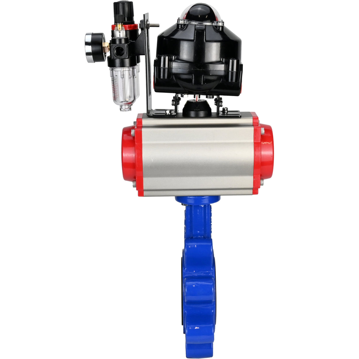Vanne papillon d'eau Elephant WBV1631N-2W-Fb-H, matériau du corps - fonte QT450, matériau du disque - acier inoxydable AISI 304, joint - NBR, actionneur pneumatique PA-SA avec ressorts de rappel, 4M310-08 220V, BKV APL-510N EX, BPV AFC2000