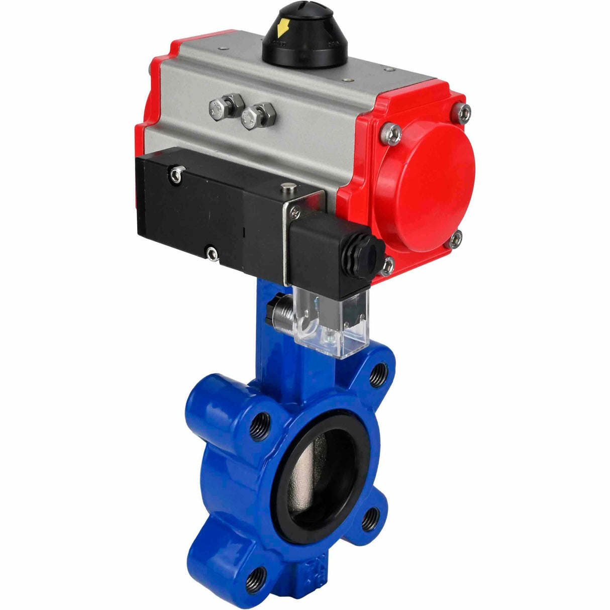 Vanne papillon d'eau Elephant WBV1631N-2W-Fb-H, matériau du corps - fonte QT450, matériau du disque - acier inoxydable AISI 304, joint - NBR, actionneur pneumatique PA-SA avec ressorts de rappel, 4M310-08 24V