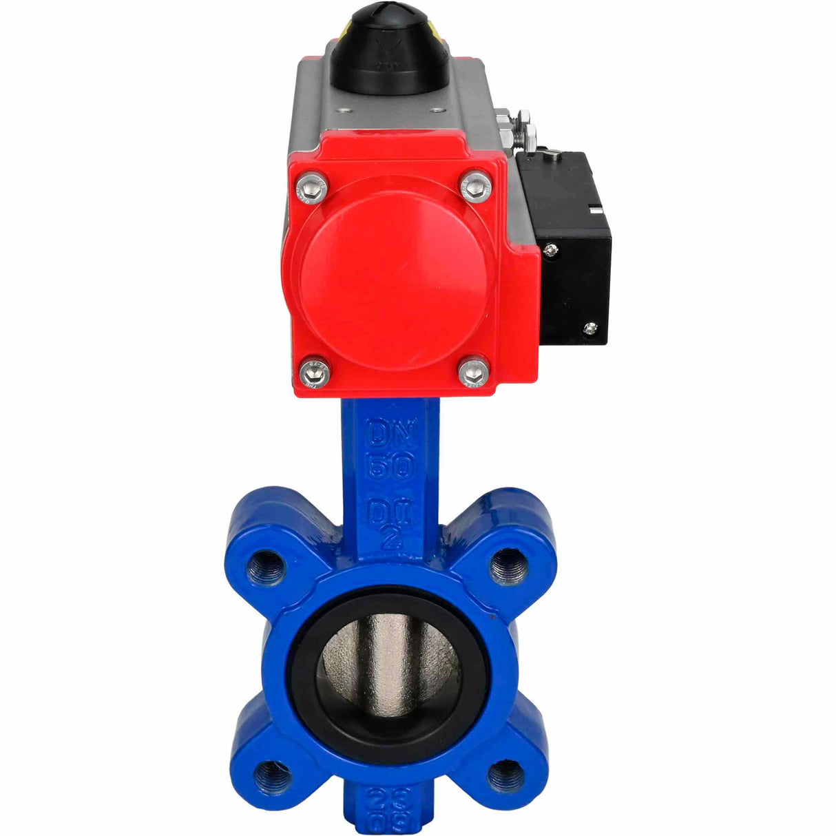 Vanne papillon d'eau Elephant WBV1631N-2W-Fb-H, matériau du corps - fonte QT450, matériau du disque - acier inoxydable AISI 304, joint - NBR, avec actionneur pneumatique double effet PA-DA, 4M310-08 24V