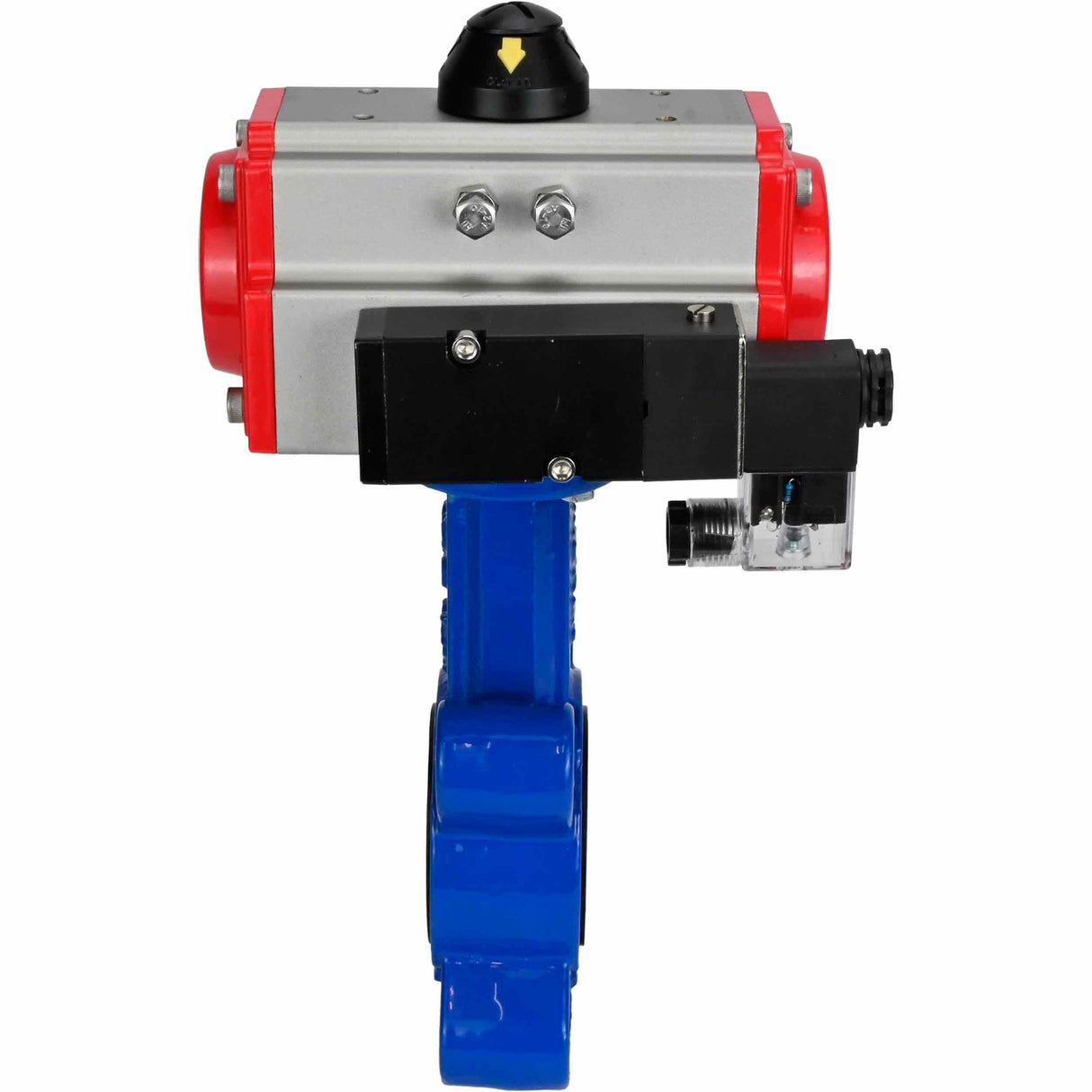 Vanne papillon d'eau Elephant WBV1631E-2W-Fb-H, matériau du corps - fonte QT450, matériau du disque - acier inoxydable AISI 304, joint - EPDM, avec actionneur pneumatique double effet PA-DA, 4M310-08 24V