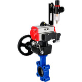 Vanne papillon d'eau Elephant WBV1631E-2W-Fb-H, matériau du corps - fonte QT450, matériau du disque - acier inoxydable AISI 304, joint - EPDM, avec actionneur pneumatique double effet PA-DA, 4M310-08 220V, volant MON, BPV AFC2000