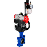 Vanne papillon d'eau Elephant WBV1631E-2W-Fb-H, matériau du corps - fonte QT450, matériau du disque - acier inoxydable AISI 304, joint - EPDM, avec actionneur pneumatique double effet PA-DA, 4M310-08 220V, volant MON, BPV AFC2000