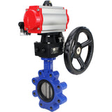 Vanne papillon d'eau Elephant WBV1631N-2W-Fb-H, matériau du corps - fonte QT450, matériau du disque - acier inoxydable AISI 304, joint - NBR, avec actionneur pneumatique double effet PA-DA, 4M310-08 24V, volant MON
