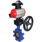 Vanne papillon d'eau Elephant WBV1631N-2W-Fb-H, matériau du corps - fonte QT450, matériau du disque - acier inoxydable AISI 304, joint - NBR, actionneur pneumatique PA-DA double action, 4M310-08 24V, BKV APL-210N, volant MON