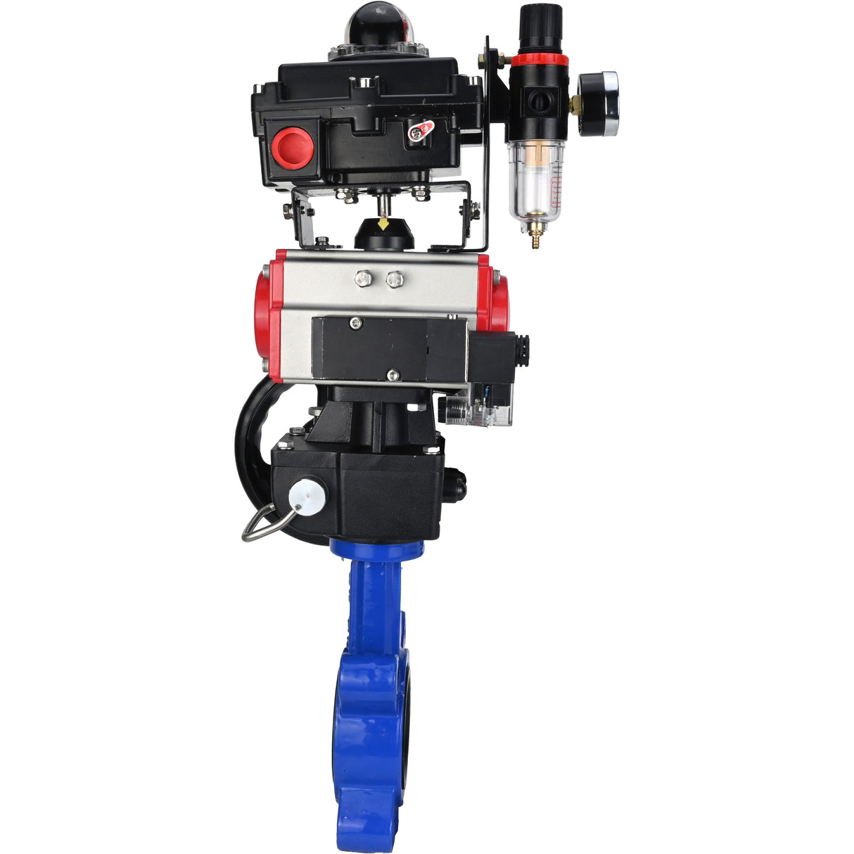 Vanne papillon d'eau Elephant WBV1631N-2W-Fb-H, matériau du corps - fonte QT450, matériau du disque - acier inoxydable AISI 304, joint - NBR, actionneur pneumatique PA-DA double action, 4M310-08 220V, BKV APL-410N EX, volant MON, BPV AFC2000