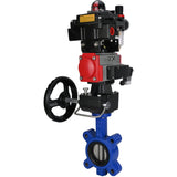 Vanne papillon d'eau Elephant WBV1631N-2W-Fb-H, matériau du corps - fonte QT450, matériau du disque - acier inoxydable AISI 304, joint - NBR, actionneur pneumatique PA-DA double action, 4M310-08 220V, BKV APL-410N EX, volant MON, BPV AFC2000