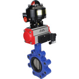 Vanne papillon d'eau Elephant WBV1631E-2W-Fb-H, matériau du corps - fonte QT450, matériau du disque - acier inoxydable AISI 304, joint - EPDM, actionneur pneumatique PA-SA avec ressorts de rappel, 4M310-08 24V, BKV APL-510N EX