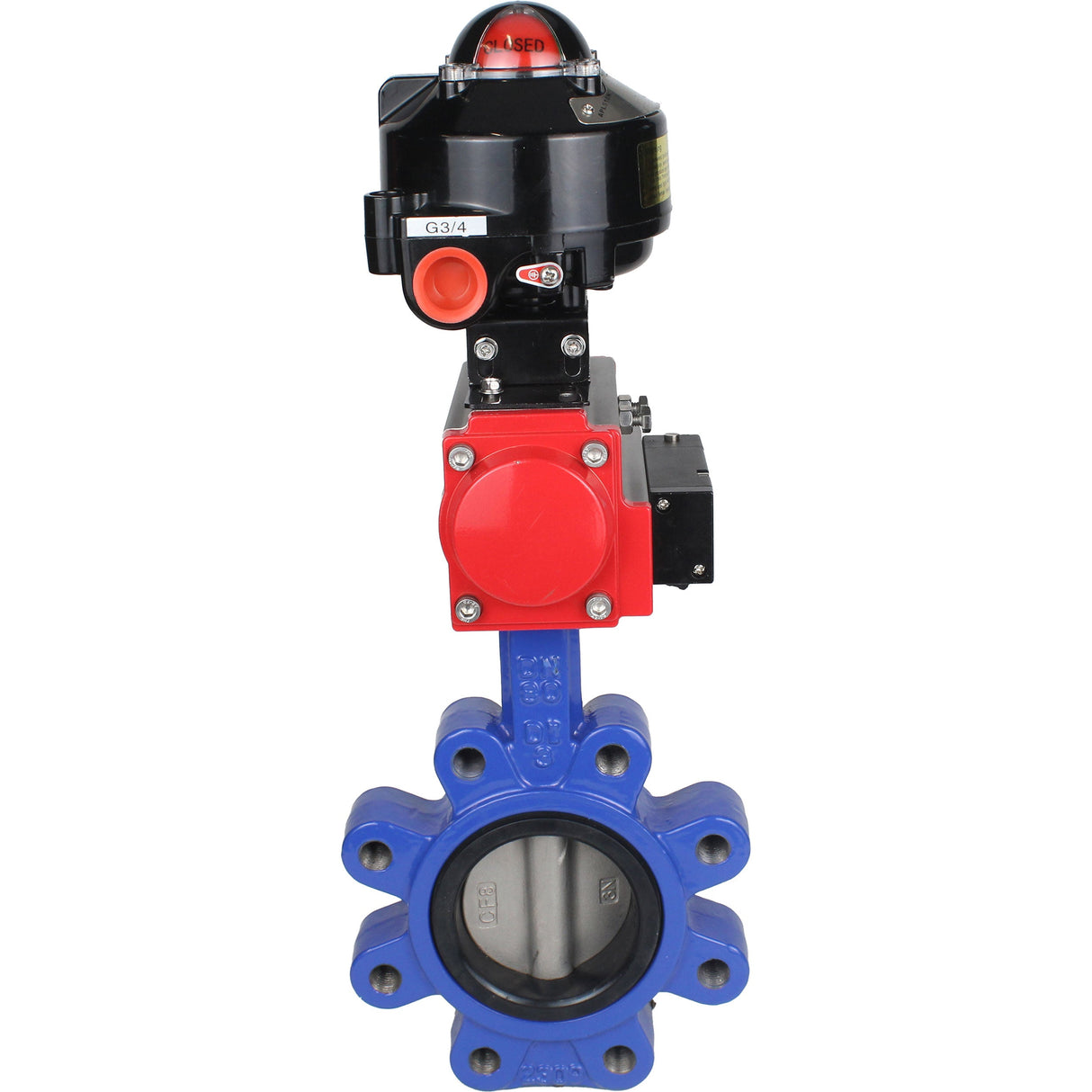 Vanne papillon d'eau Elephant WBV1631N-2W-Fb-H, matériau du corps - fonte QT450, matériau du disque - acier inoxydable AISI 304, joint - NBR, actionneur pneumatique PA-DA double action, 4M310-08 220V, BKV APL-510N EX
