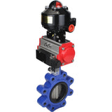 Vanne papillon d'eau Elephant WBV1631N-2W-Fb-H, matériau du corps - fonte QT450, matériau du disque - acier inoxydable AISI 304, joint - NBR, actionneur pneumatique PA-DA double action, 4M310-08 220V, BKV APL-510N EX