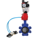 Vanne papillon d'eau Elephant WBV1631N-2W-Fb-H, matériau du corps - fonte QT450, matériau du disque - acier inoxydable AISI 304, joint - NBR, avec actionneur pneumatique double effet PA-DA, 4V320-10 220V, BPV AFC2000