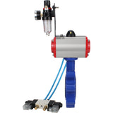 Vanne papillon d'eau Elephant WBV1631N-2W-Fb-H, matériau du corps - fonte QT450, matériau du disque - acier inoxydable AISI 304, joint - NBR, avec actionneur pneumatique double effet PA-DA, 4V320-08 220V, BPV AFC2000