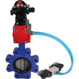 Vanne papillon d'eau Elephant WBV1631N-2W-Fb-H, matériau du corps - fonte QT450, matériau du disque - acier inoxydable AISI 304, joint - NBR, actionneur pneumatique PA-DA double action, 4V320-08 220V, BKV APL-210N